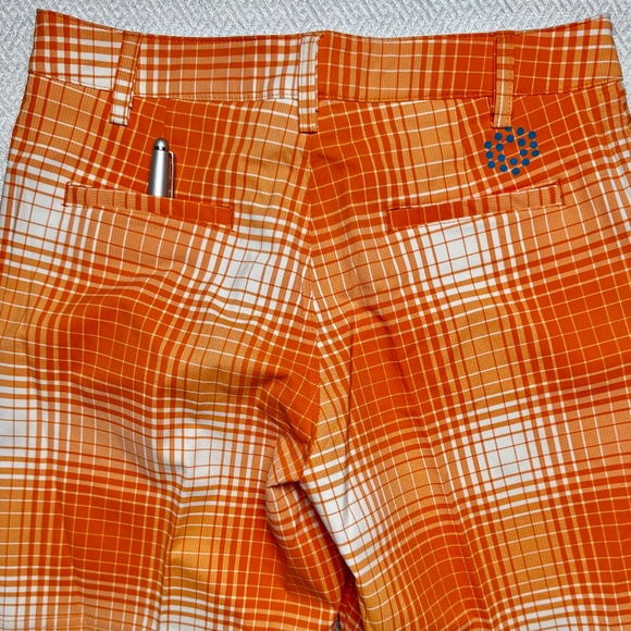 NWT Puma Boys Dry Cell Bermuda Golf Shorts Vibrant Orange & White Plaid Size M - Picture 3 of 8